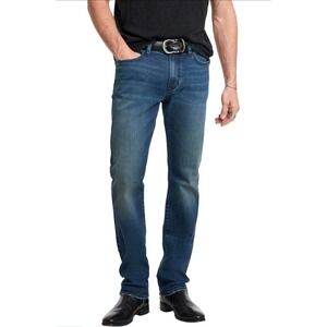 John Varvatos Blue Regular Fit Denim Straight Jeans Men's 5-Pocket Solid